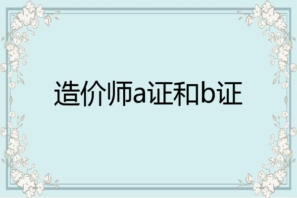 造价师a证和b证