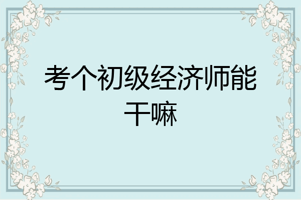 考个初级经济师能干嘛