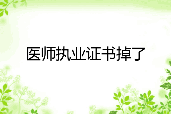 医师执业证书掉了