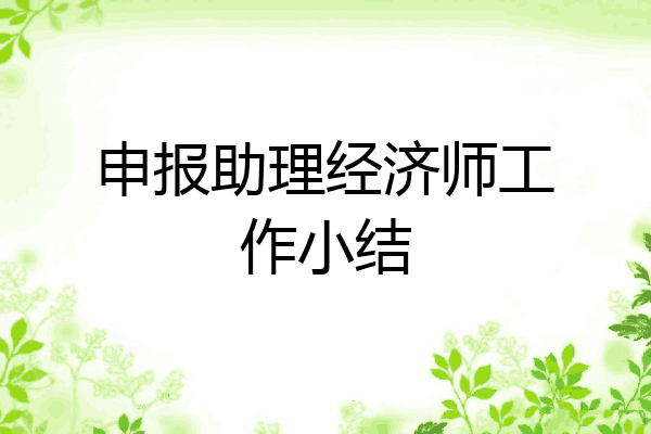 申报助理经济师工作小结