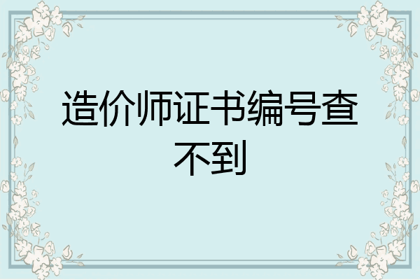 造价师证书编号查不到