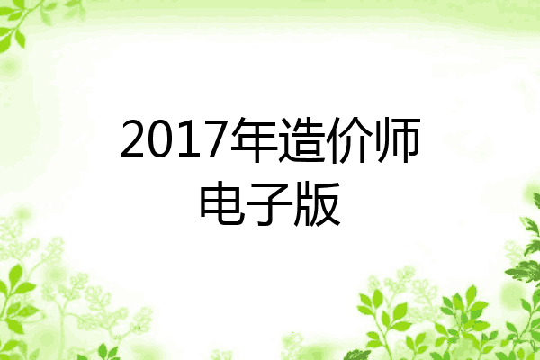 2017年造价师电子版