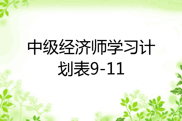 中级经济师学习计划表9-11