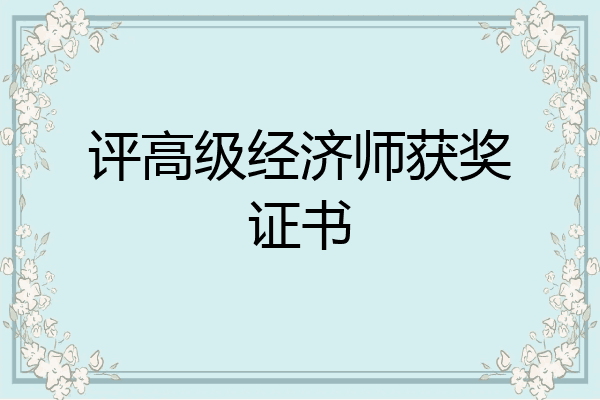 评高级经济师获奖证书