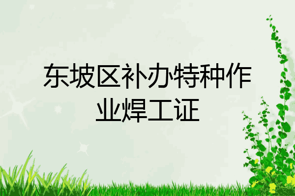 东坡区补办特种作业焊工证