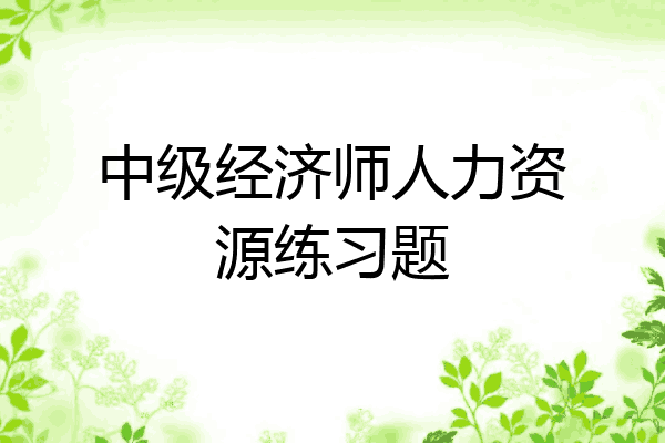 中级经济师人力资源练习题