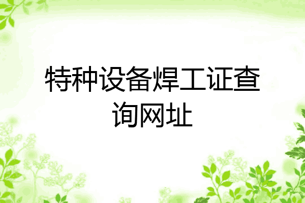 特种设备焊工证查询网址