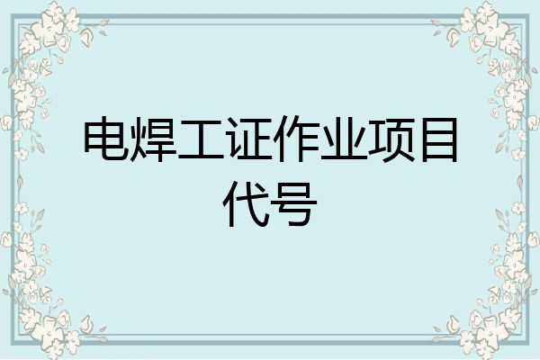 电焊工证作业项目代号