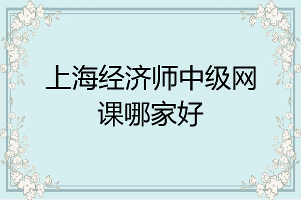 上海经济师中级网课哪家好