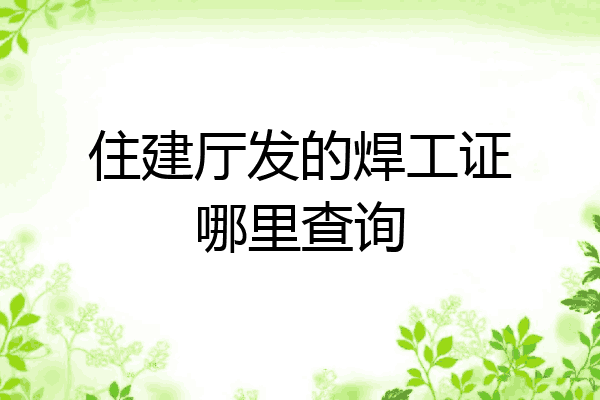 住建厅发的焊工证哪里查询