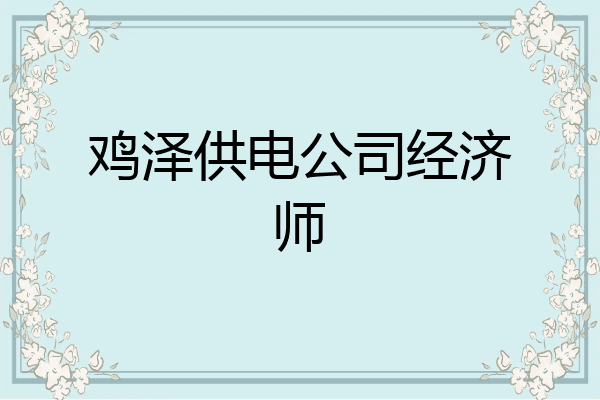 鸡泽供电公司经济师