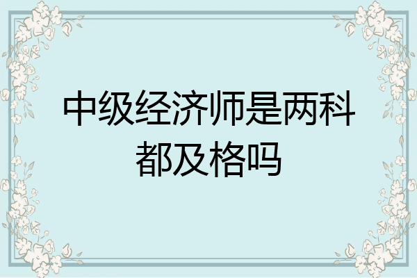 中级经济师是两科都及格吗