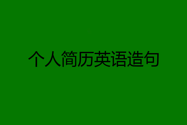 个人简历英语造句