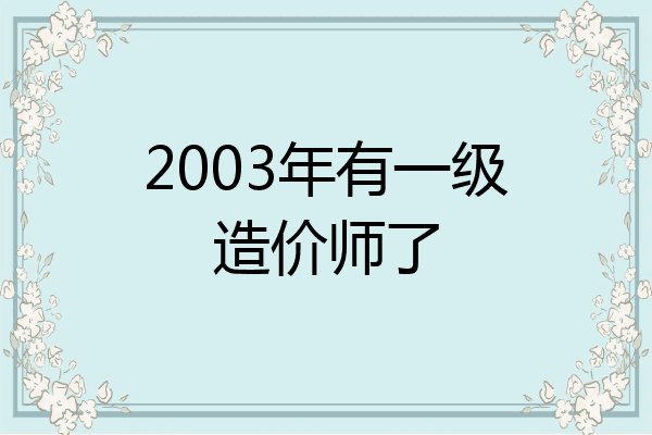2003年有一级造价师了