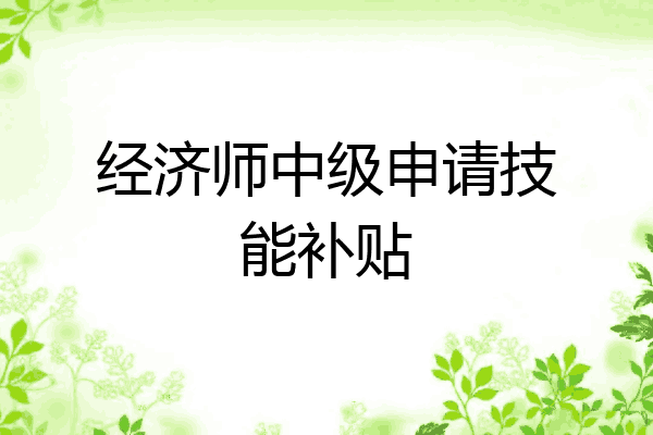 经济师中级申请技能补贴