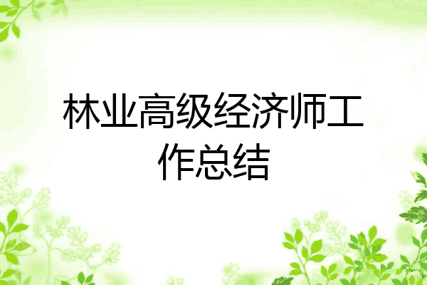 林业高级经济师工作总结