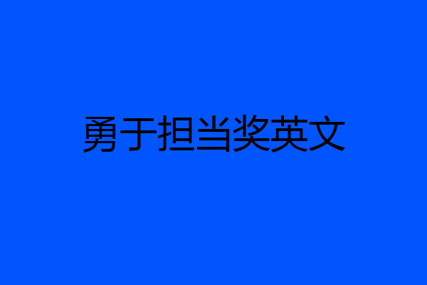 勇于担当奖英文