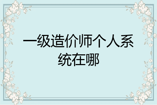 一级造价师个人系统在哪