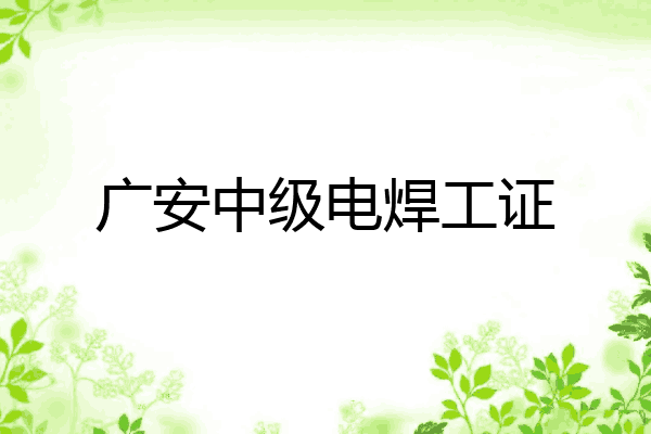 广安中级电焊工证