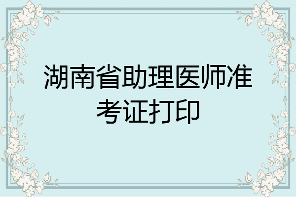 湖南省助理医师准考证打印
