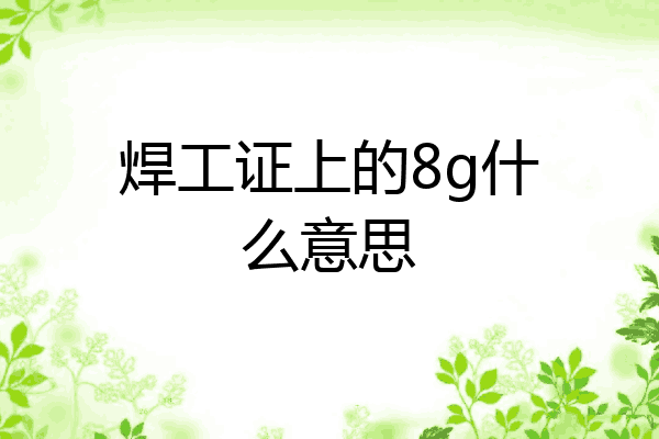 焊工证上的8g什么意思