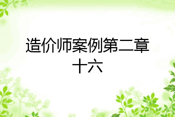 造价师案例第二章十六