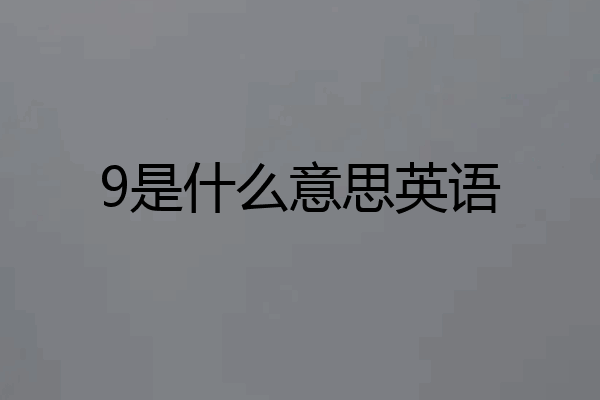 9是什么意思英语