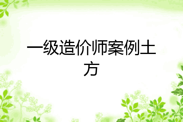 一级造价师案例土方