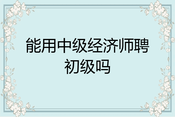 能用中级经济师聘初级吗