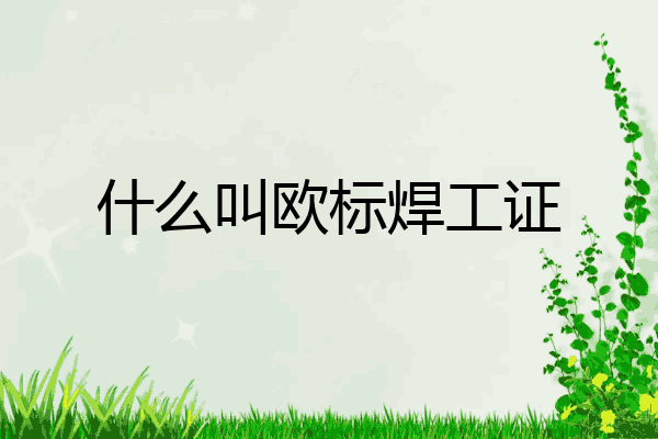什么叫欧标焊工证