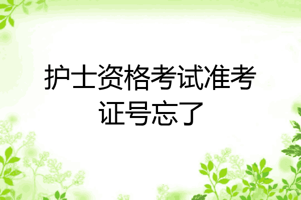 护士资格考试准考证号忘了