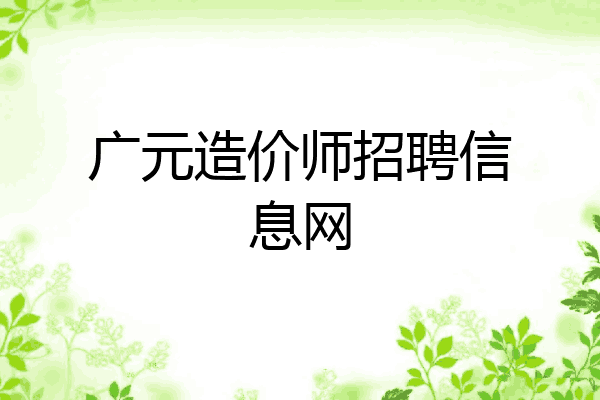 广元造价师招聘信息网
