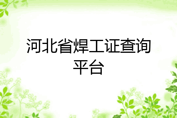 河北省焊工证查询平台