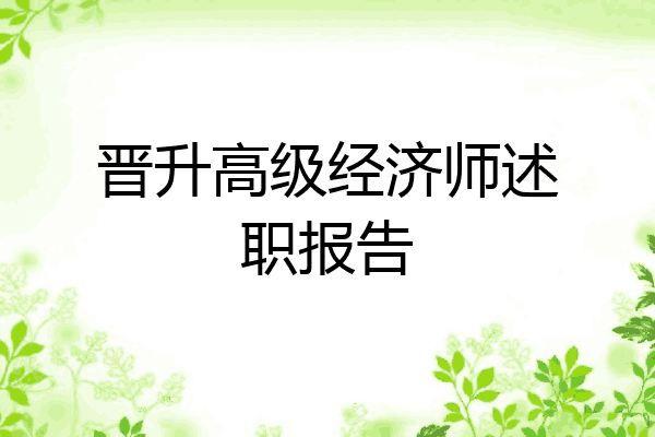 晋升高级经济师述职报告
