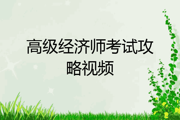 高级经济师考试攻略视频