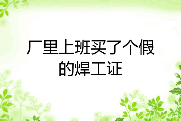 厂里上班买了个假的焊工证