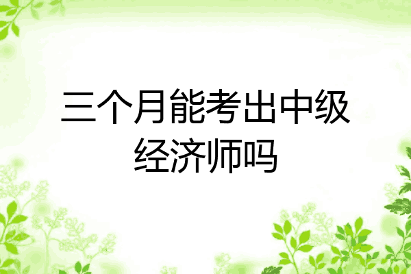 三个月能考出中级经济师吗