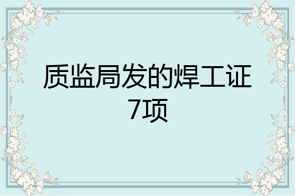 质监局发的焊工证7项