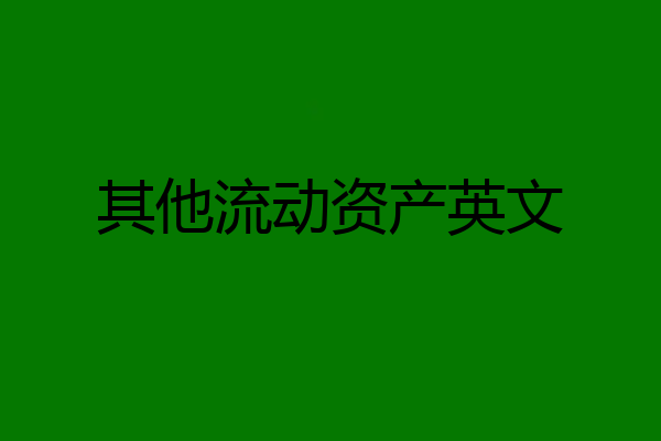 其他流动资产英文