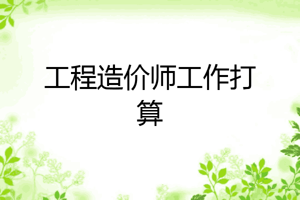 工程造价师工作打算
