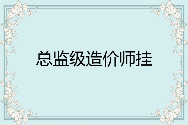总监级造价师挂