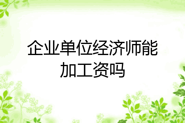 企业单位经济师能加工资吗