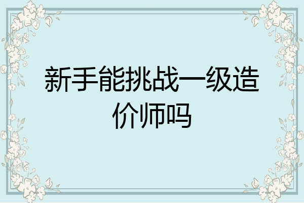 新手能挑战一级造价师吗