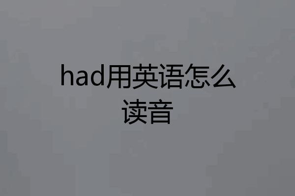 had用英语怎么读音
