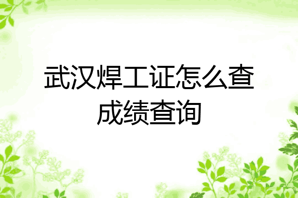 武汉焊工证怎么查成绩查询