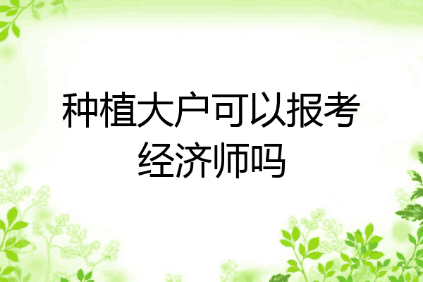 种植大户可以报考经济师吗