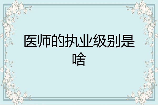 医师的执业级别是啥