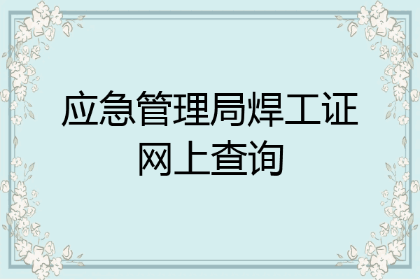 应急管理局焊工证网上查询