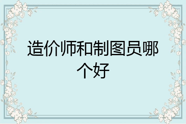 造价师和制图员哪个好