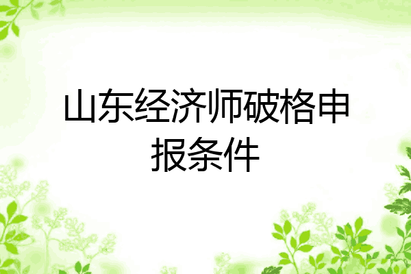 山东经济师破格申报条件